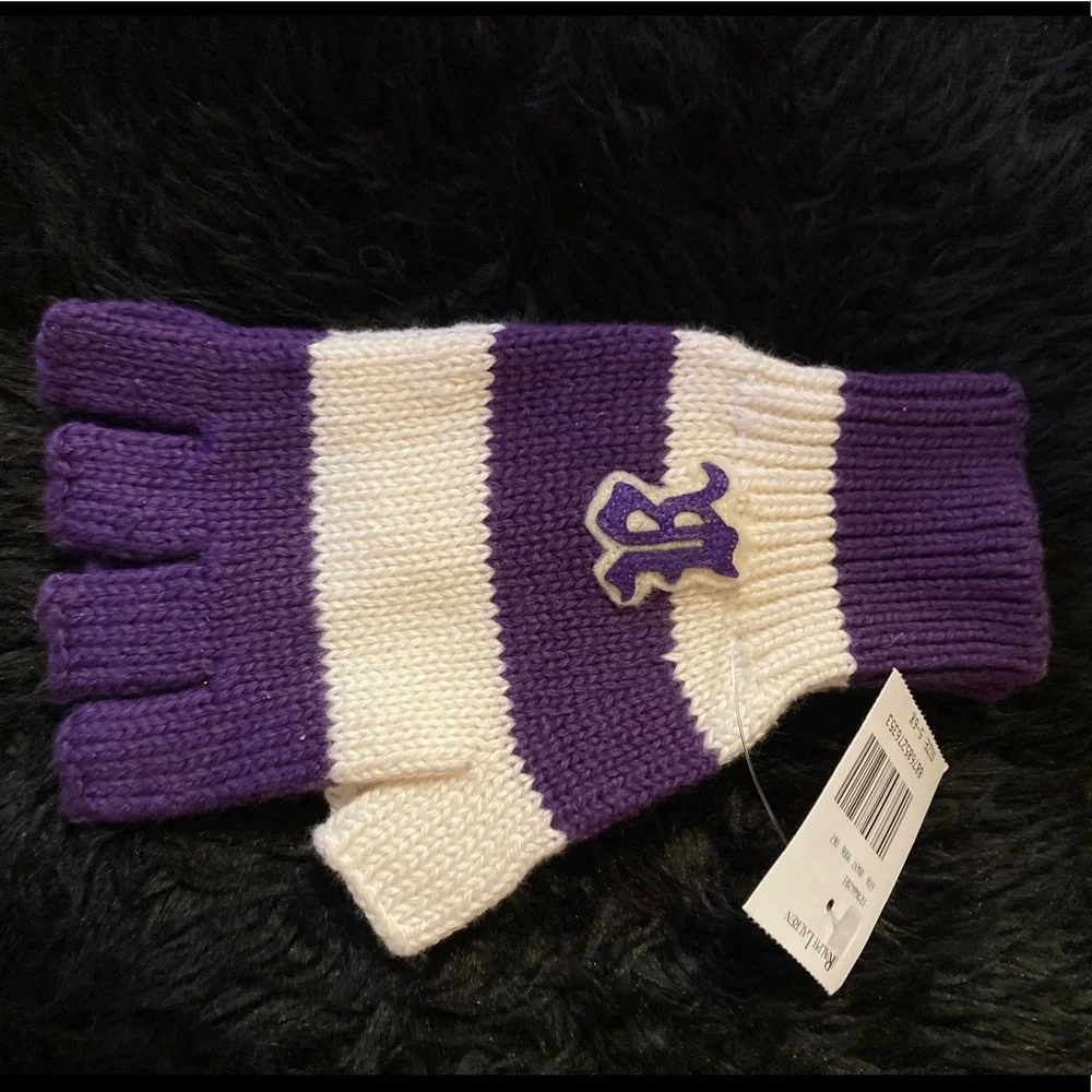 Ralph Lauren Purple & Ivory Knit Gloves